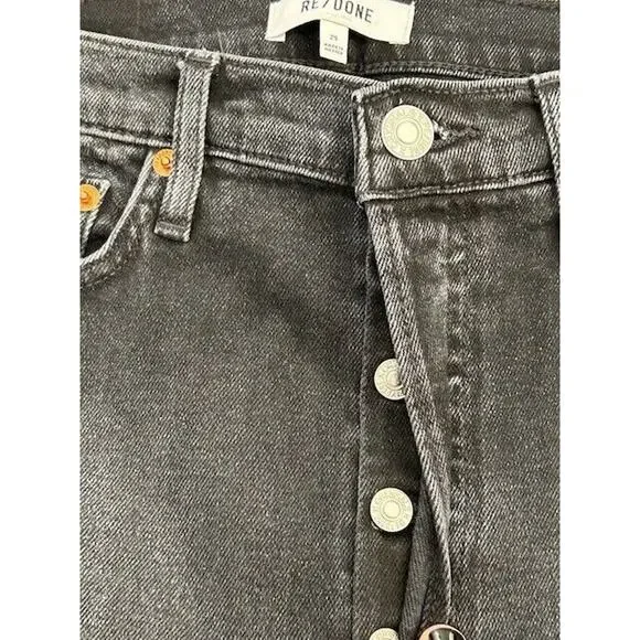 RE/DONE Womens 70s Stove Pipe Straight Leg Jeans Raw Hem Denim Black Size 29 NWT Straight Leg